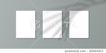 Cards with shadow palm tree overlay on grey background, set of vector illustrations Cards with shadow palm tree overlay on grey background, set of vector illustrations 89464852