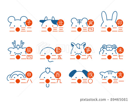 Face illustration of the zodiac and the year Stock