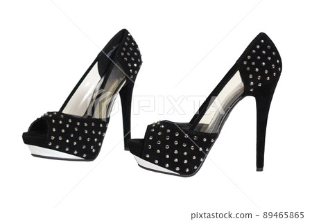 Black Velvet High Heel Shoes With Rhinestones Black Velvet High Heel Shoes With Rhinestones 89465865