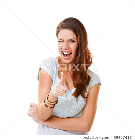 I have your back. Cropped shot of an attractive young woman isolated on white. 89467418