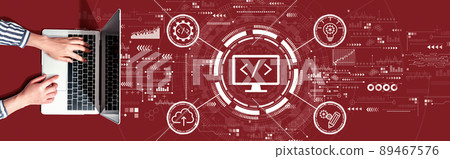 Web development concept with person using a laptop 89467576