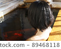 A woman entering a hot spring 89468118