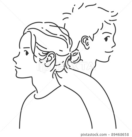 A couple of boys with a line drawing with a transparent background 1 A couple of boys with a line drawing with a transparent background 1 89468658