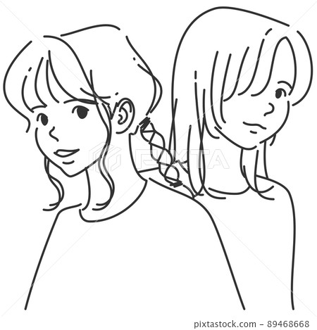 幾個女孩在線條畫與透明背景 4 89468668