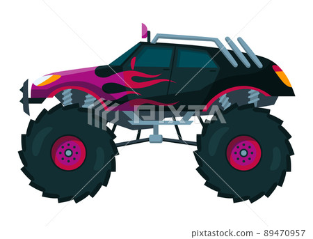 Cartoon monster truck big boys car 4x4 vehicle Vector Image