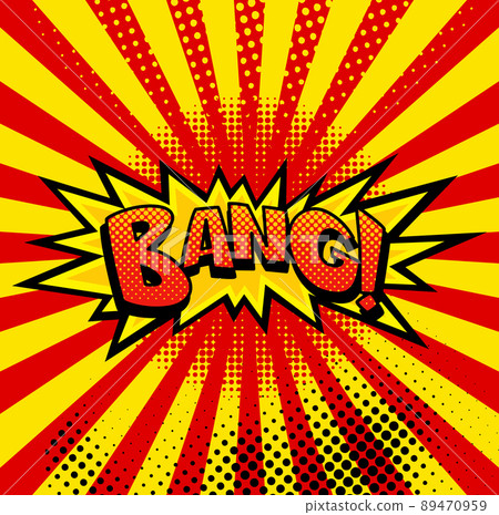 Comic book sound. Colored hand drawn speech bubble. Bang sound chat text effect in pop art style. Funny design vector item Comic book sound. Colored hand drawn speech bubble. Bang sound chat text effect in pop art style. Funny design vector item 89470959
