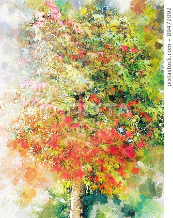 Digital oil painting of maple tree 89472092
