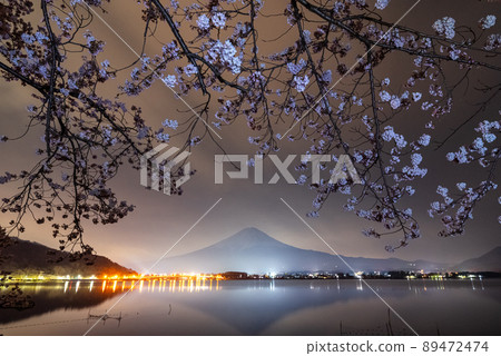 富士和櫻花在晚上 富士和櫻花在晚上 89472474