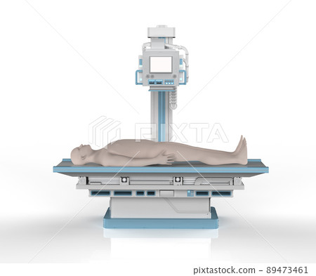 x-ray treatment with x-ray scanner machine and model patient 89473461