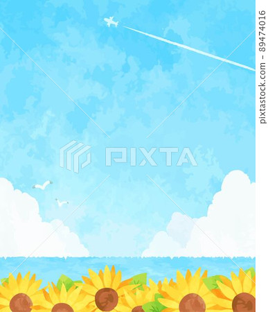 簡單而美麗的夏日海景插畫 89474016
