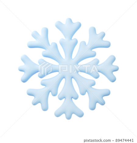 3D Cartoon Weather Icon of Snowflake. Sign of Snowflake Isolated on White Background. Vector Illustration of 3d Render. 89474441