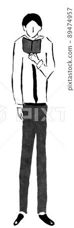 Notebook and businessman (hand-drawn person illustration of ink) Notebook and businessman (hand-drawn person illustration of ink) 89474957
