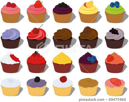 Sweet bakery beautiful muffins collection vector illustration Sweet bakery beautiful muffins collection vector illustration 89475968
