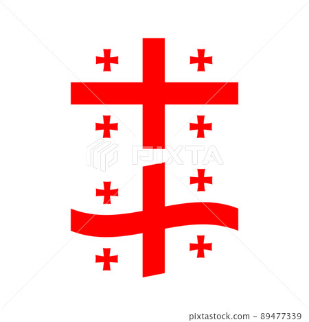 Flag of Georgia on white background. State flag of the country of Georgia. Georgian waving flag. flat style. 89477339