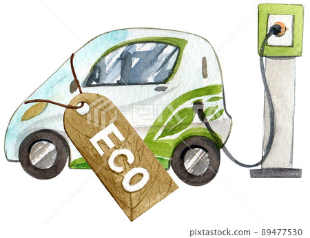 Green ecology symbols. Eco friendly related icons. watercolor Green ecology symbols. Eco friendly related icons. watercolor 89477530