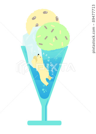 北極熊在冰浮中游泳 北極熊在冰浮中游泳 89477713