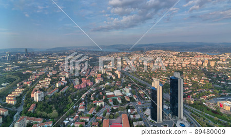 Istanbul city view from Istanbul Sapphire skyscraper overlooking the Bosphorus before sunset, Istanbul, Turkey 89480009