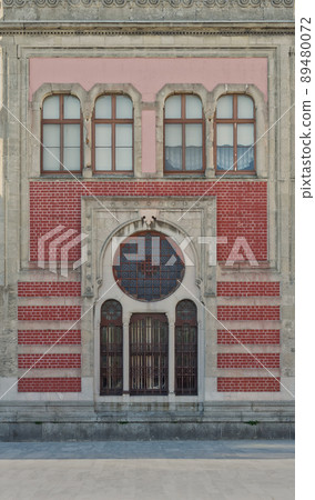 Sirkeci Metro Station facade with red bricks and windows, Istanbul, Turkey 89480072