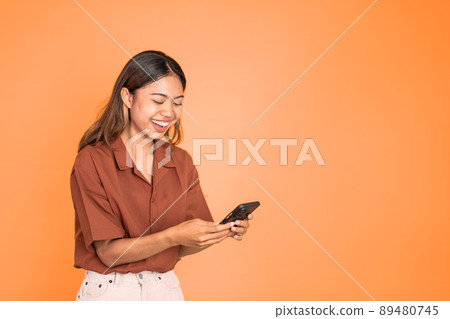 woman using smart phone browsing on social media 89480745