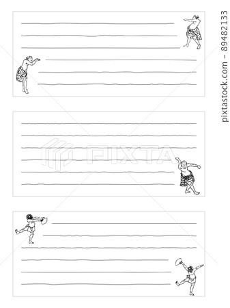 Japanese style one-stroke template (for A4 printing): Dancing man set 89482133