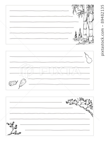 Japanese style one-stroke template (for A4 printing): Satoyama set 89482135