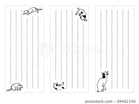 Japanese style one-stroke template (for A4 printing): Cat set 89482140