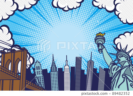 Pop art style New York cityscape background illustration 89482352