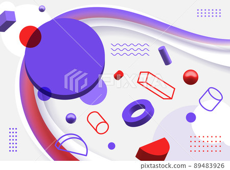 Abstract 3D geometric elements sparse pattern on white background Abstract 3D geometric elements sparse pattern on white background 89483926