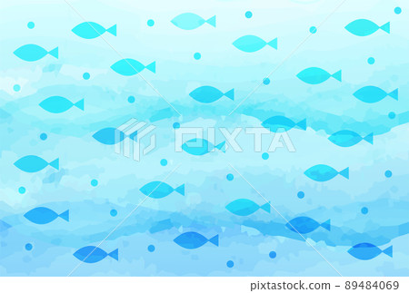 Fish Summer Seabed River Water Surface Cool Aquarium Watercolor Silhouette RGB Color 89484069