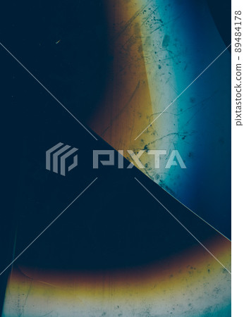 Crushed texture. Screen distortion. Broken display glass. Blue orange glitch defect dust scratches dirt stains on dark black grunge overlay. 89484178
