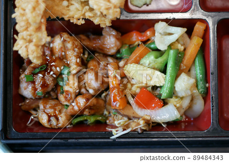 sushi and traditional japanese food on table with copy space, sushi and traditional japanese food on table with copy space, 89484343