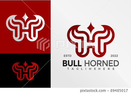 Letter H Bull Horned Logo Design Vector illustration template 89485017