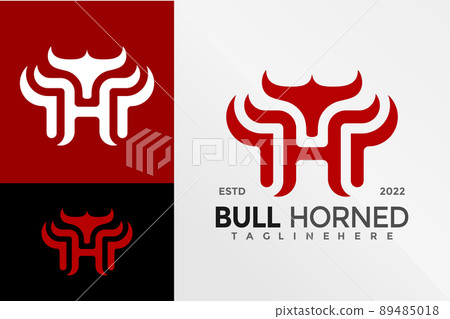 Letter H Horned Logo Design Vector illustration template 89485018