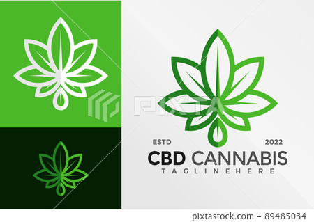 CBD Cannabis Oil Logo Design Vector illustration template 89485034