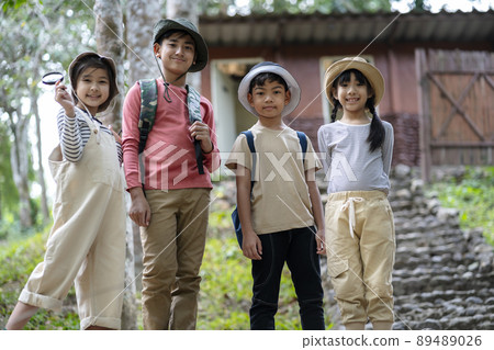Group of Asian students going on field trips. educational concepts, adventures. Group of Asian students going on field trips. educational concepts, adventures. 89489026