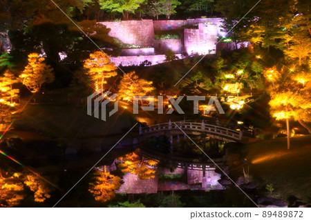 Castle town garden scenery of Kanazawa city at night 89489872