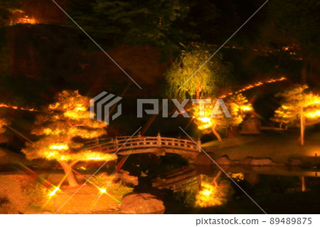 Garden scenery of the castle town of Kanazawa city at night 89489875