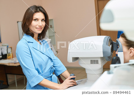 ophthalmologist medical patient. Eye clinic treatment. Hospital optics ophthalmologist medical patient. Eye clinic treatment. Hospital optics 89494461