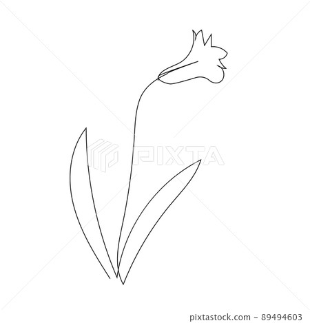 outline one line spring flower doodle handdrawn 89494603