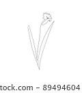 flower continuous one line icon. Isolated single flower silhouette. Modern minimal style linear logo. Floral element, symbol for poster, social media stories, card, cover. Vector scribble 89494604