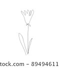 flower continuous one line icon. Isolated single flower silhouette. Modern minimal style linear logo. Floral element, symbol for poster, social media stories, card, cover. Vector scribble 89494611