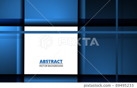 Dark blue elegant geometric background with abstract square metallic shapes and lines. Blue abstract background. 89495233