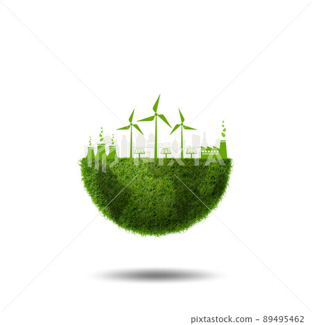 Green planet earth covered with grass. Earth day, Sustainable development, World environment day Green planet earth covered with grass. Earth day, Sustainable development, World environment day 89495462