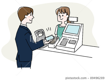 Men who make cashless payments Payment methods using smartphones and tablets Warm handwritten people 89496289