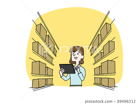 一個管理庫存的女人 一個用 IT 解決方案控制物流的溫暖手寫的人 89496312