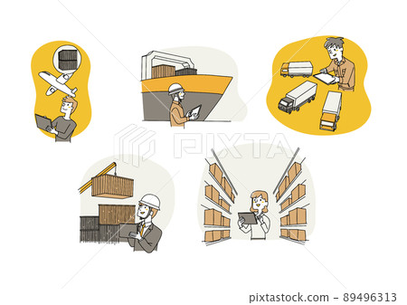 一群用平板電腦用IT解決方案控制物流的人，一個溫暖的手寫人。 89496313