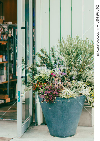 Storefront gardening, flower arrangement Storefront gardening, flower arrangement 89496862