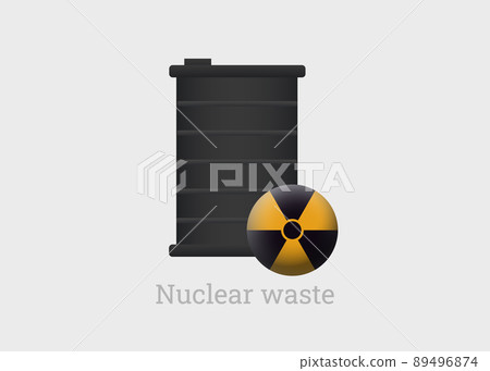 Hazardous nuclear waste. Black barrel with spent plutonium Hazardous nuclear waste. Black barrel with spent plutonium 89496874