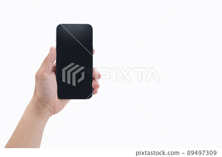 一個人的手有智能手機的 89497309