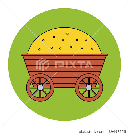 wooden cart with a haystack. rustic farming equipment. 89497356